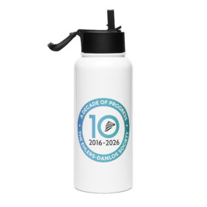 A Decade of Progress | Stainless steel water bottle with a straw lid